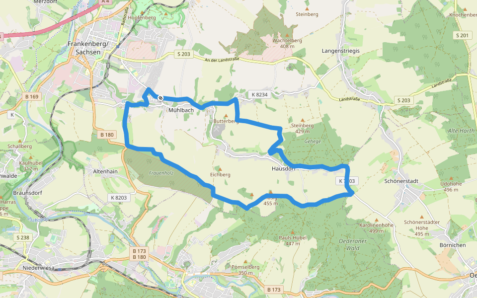 Rundweg Mühlbach walking route map in Frankenberg/Sa.