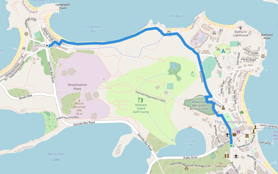 2022 Walking Trail Route 8 walking route map in Rottnest Island