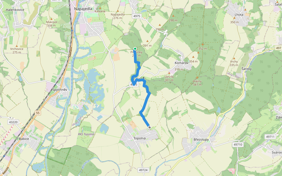 [M] Stezky napajedelských emirátů: Topolná - Napajedla Prusinky walking route map in Napajedla