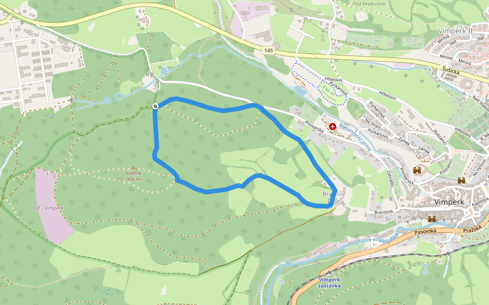 [M] Nad Brantlovým dvorem walking route map in Vimperk