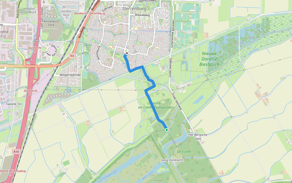 Floris V-pad - Aanlooproute Dordrecht Sterrenburg walking route map in Dordrecht