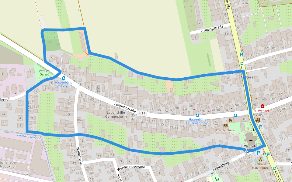 Tabakrundweg Hatzenbühl walking route map in Hatzenbühl