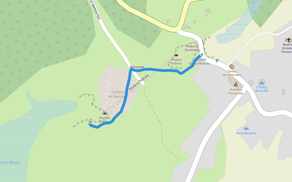 Ponoarele - Campul de Lapiezuri walking route map in Ponoarele
