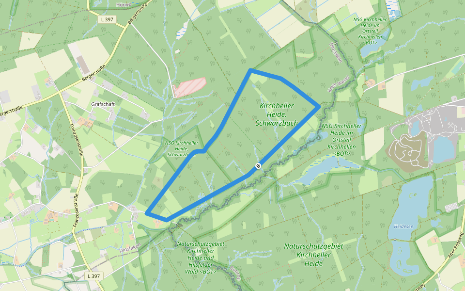 Schwarzbach Rundweg A1 walking route map in Dinslaken