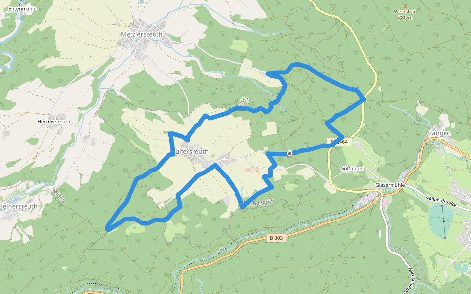 Wülfersreuth Markgrafenrunde walking route map in Bischofsgrüner Forst