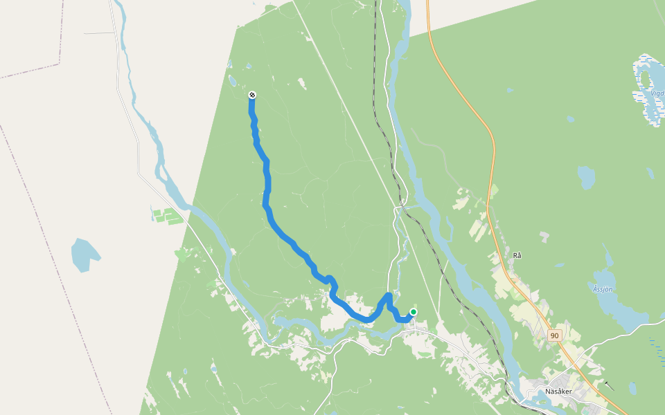 Fäboleden walking route map in Åsmon