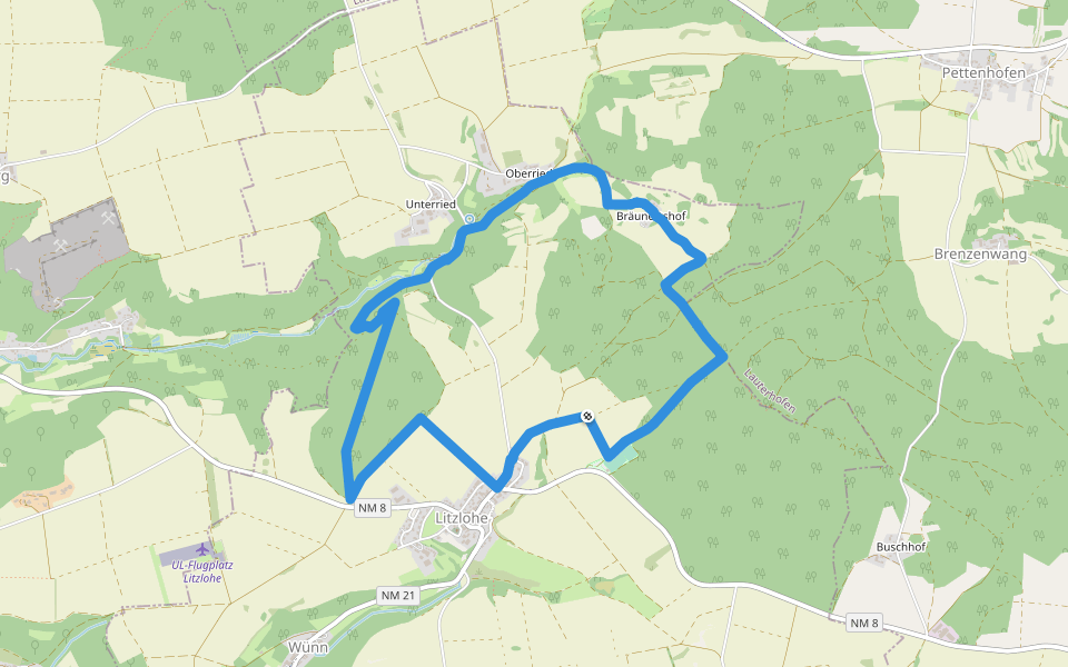 Litzloher Marterlweg walking route map in Pilsach