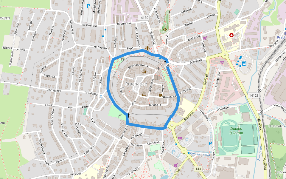 Naučná stezka - Prachatické hradby walking route map in Prachatice
