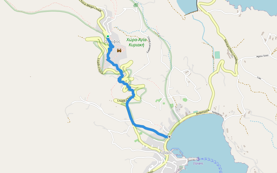 1a - Chora-Livadi walking route map in Serifos