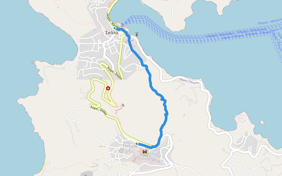 M2 Aporthianos walking route map in Skala