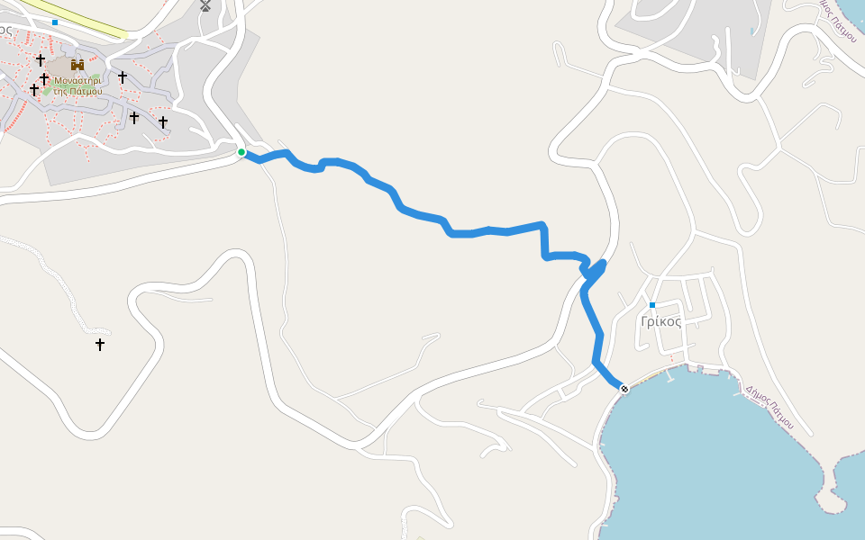 M4 Chora-Trachilas walking route map in Patmos