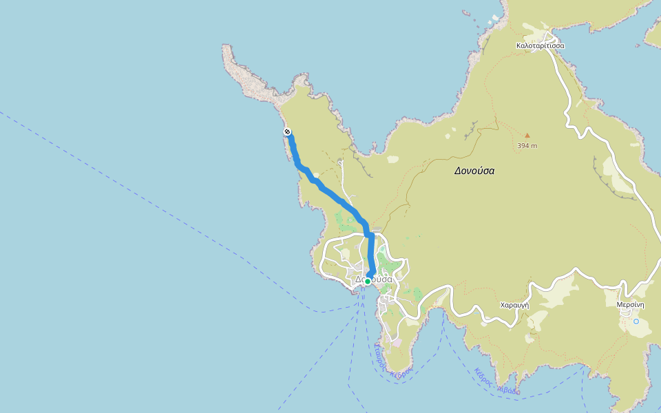 M5 Stavros - Limni walking route map in Donoussa