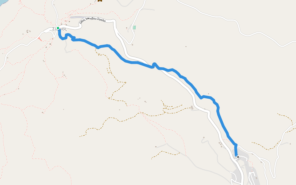 3 Castro - St. Vlasios - Bonama spring - Pyrgari - Alopronia walking route map in Sikinos