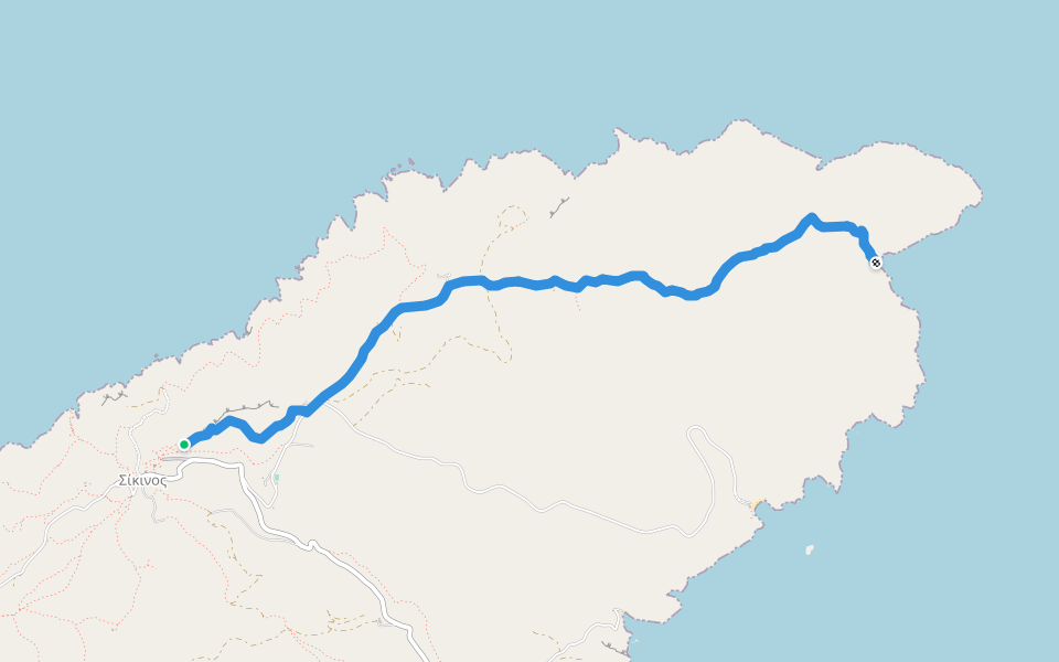 4 - Castro - Monastery - Prof. Ilias - Aghia Triada - Malta beach walking route map in Sikinos
