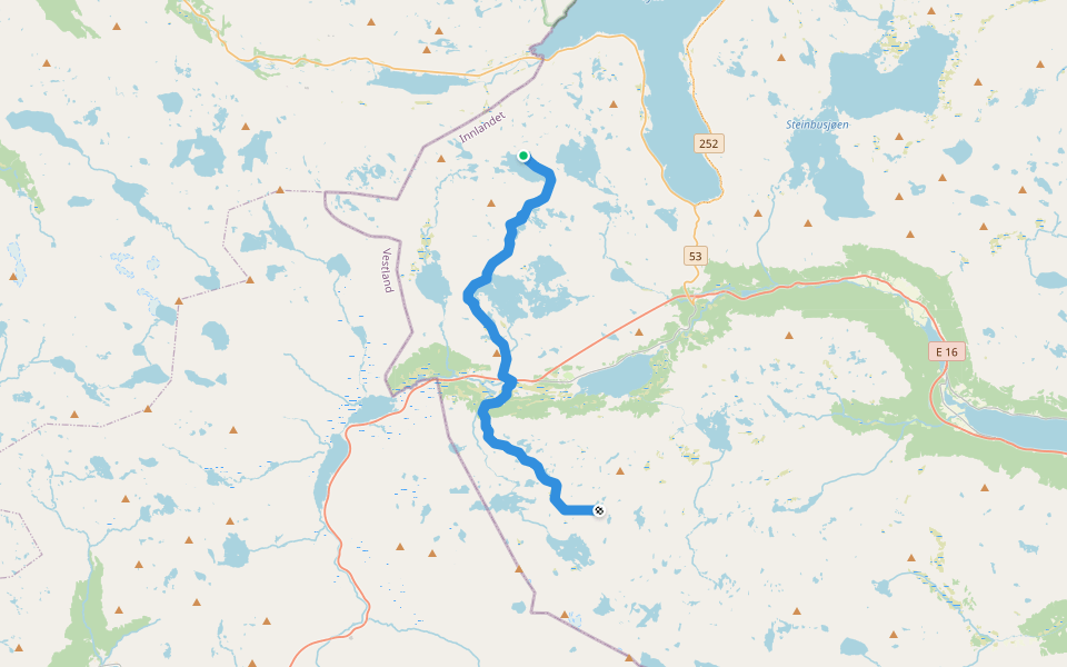 Signatur Massiv (Dag 7) walking route map in Tyinkrysset