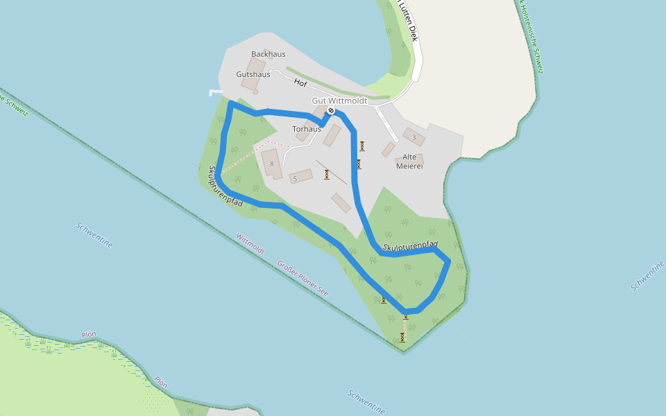 Seeweg Gut Wittmoldt walking route map in Wittmoldt