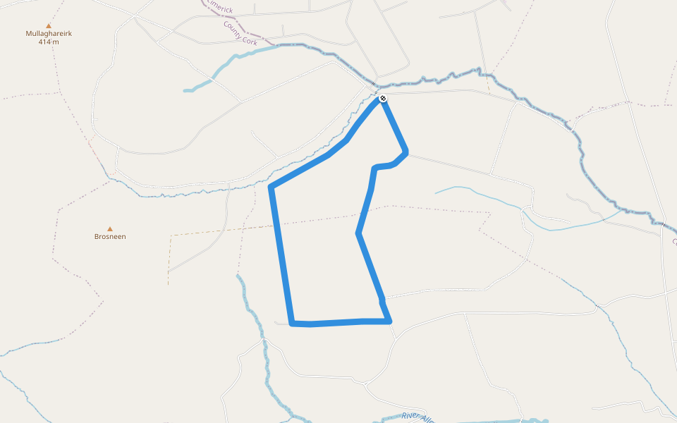Mullaghareirk - Banane Loop walking route map in Coole West