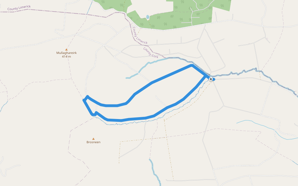Mullaghareirk - Brosneen Loop walking route map in Coole West