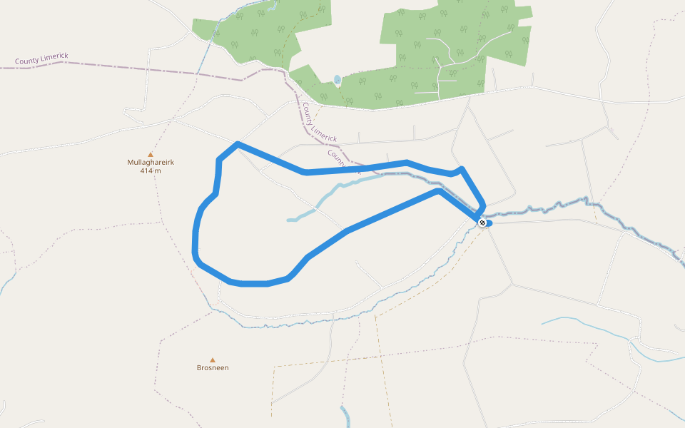 Mullaghareirk - Reanahown Loop walking route map in Coole West