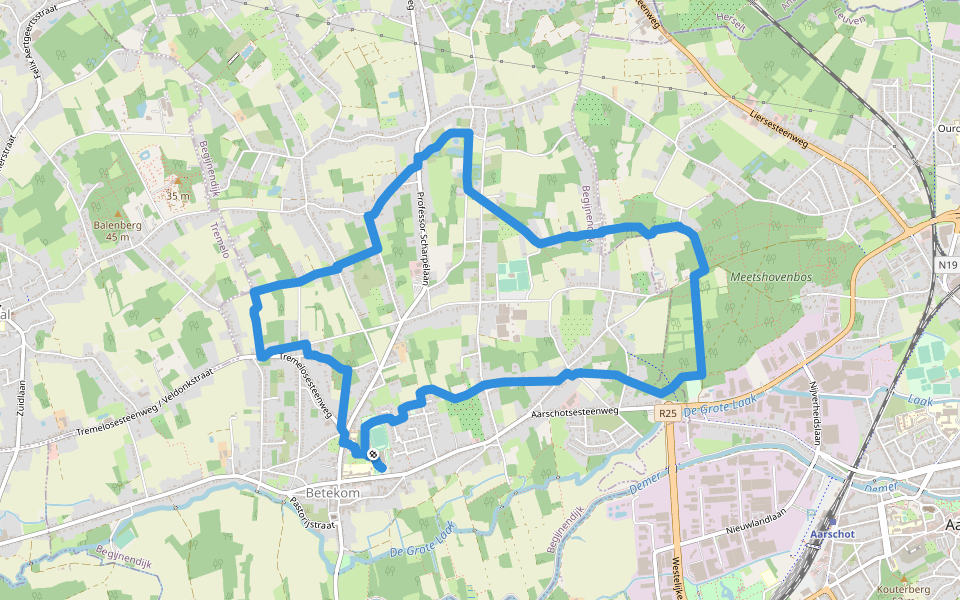 Moorsemwandeling walking route map in Begijnendijk