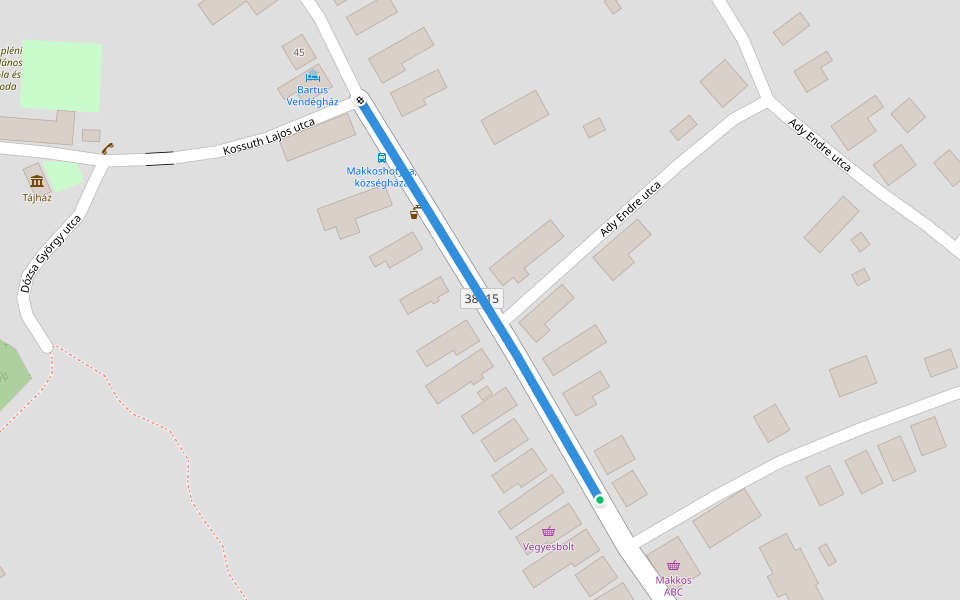 KP Makkoshotyka walking route map in Makkoshotyka