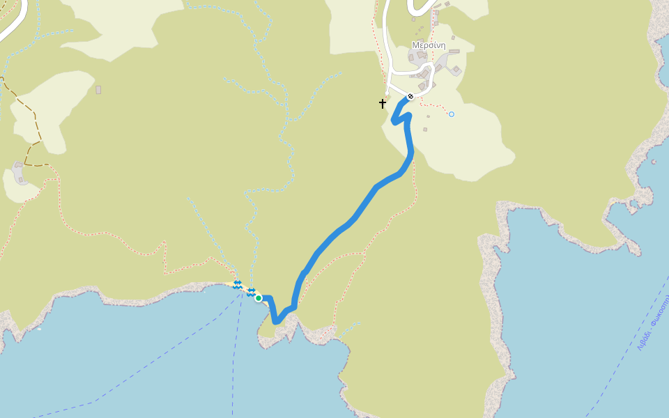 3 Mersini - Livadi walking route map in Naxos
