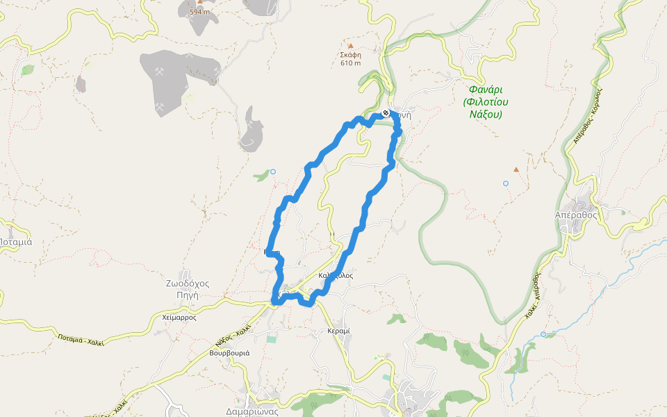 4 - Τραγαία (Χαλκί) – Αγία Μαρίνα – Μονοίτσια – Ραχιδιώτισσα – Δροσιανή – Μονή – Καλόξυλος- Ακαδήμοι – Τραγαία (Χαλκί) walking route map in Moni