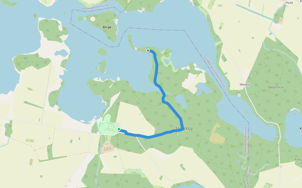 Søholt Storskov walking route map in Maribo