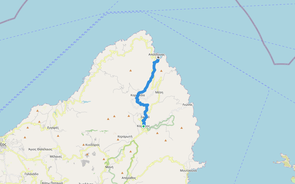 9 - Κόρωνος – Σκαδό – Αγιος Νικόλαος – Κωμιακή – Απόλλωνας walking route map in Koronos