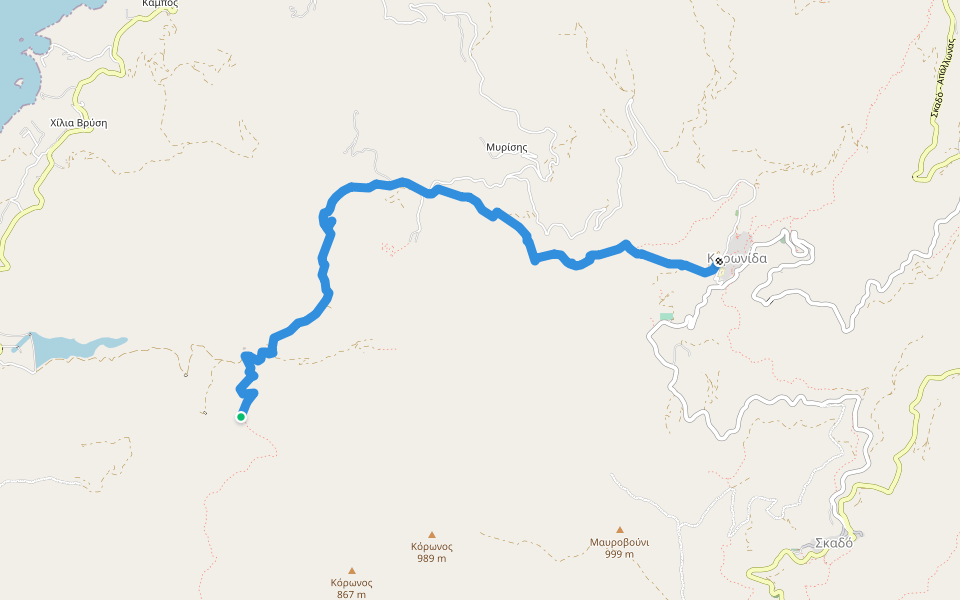 12/2 - Σκεπόνι – Ξεστράτισμα – Βίγλες – Μονοδέντρι – Αλακόπετρα – Κωμιακή walking route map in Kastraki