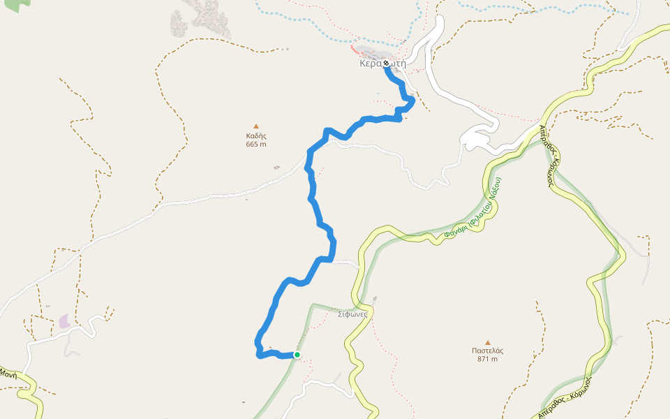 12/A - Σίφωνες – Λειβάδα – Καδή – Κεραμωτή walking route map in Sifones