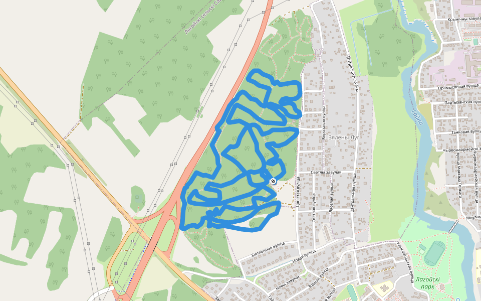 Жук-трэйл Лагойск 7 км walking route map in Lahojsk