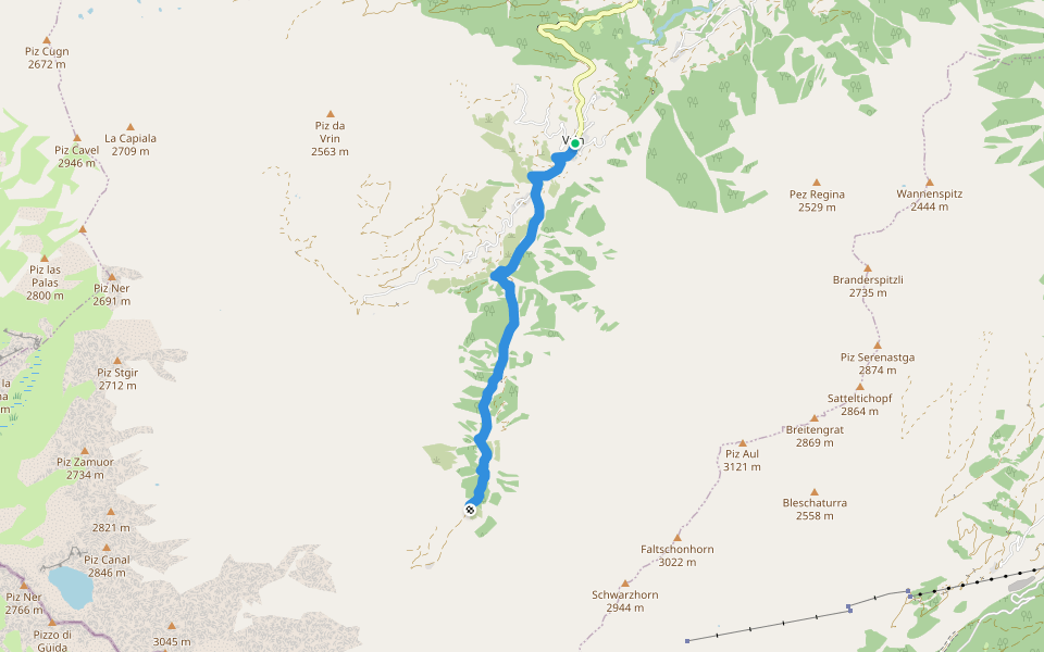 Orte der Magie - Salischina walking route map in Lumnezia