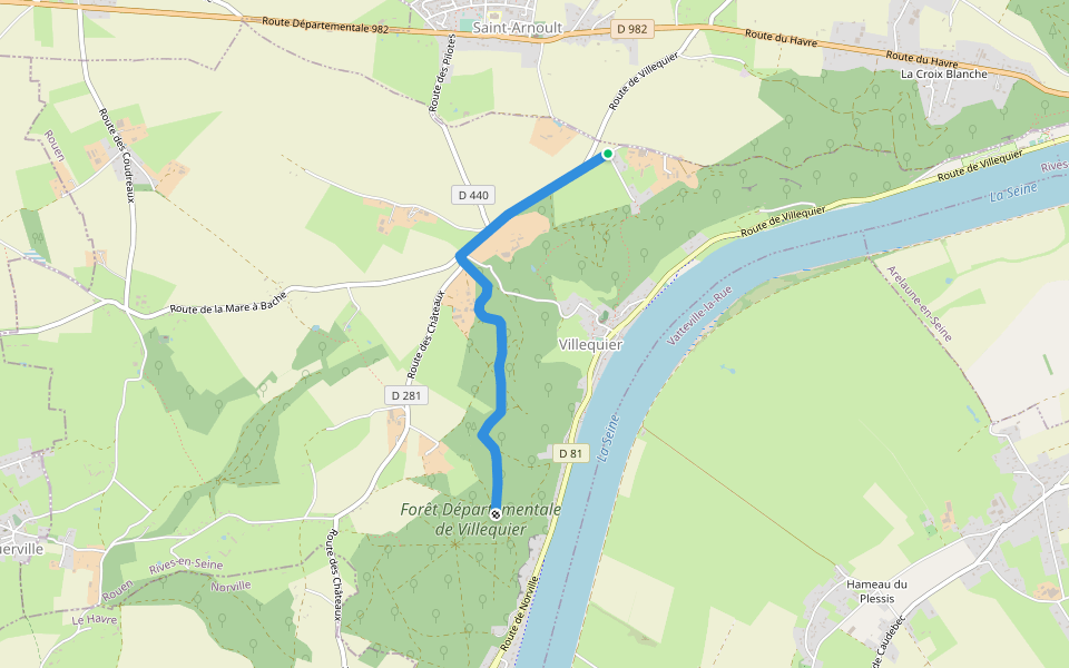 Au fil de la Seine, variante Château de Villequier walking route map in Rives-en-Seine