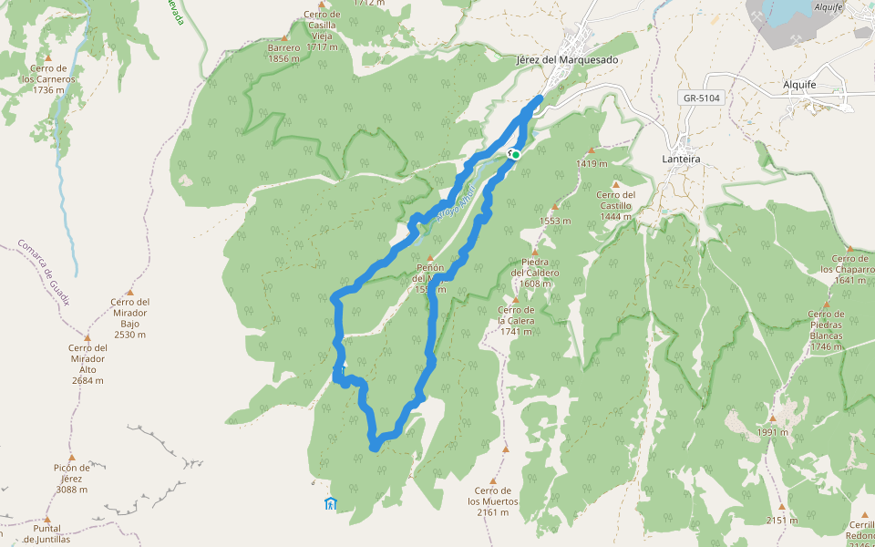 PR-A 324 Ruta de los Canales walking route map in Jerez del Marquesado