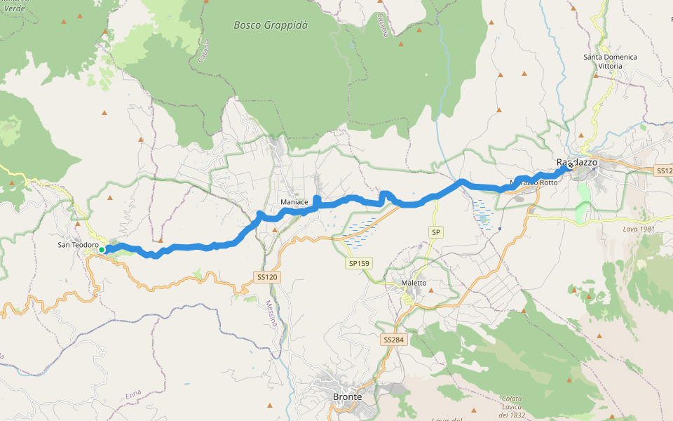 Via Francigena Palermo-Messina per le Montagne-Tappa 12 walking route map in Cesarò
