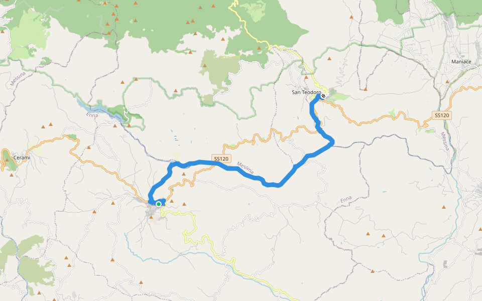 Via Francigena Palermo-Messina per le Montagne-Tappa 11 walking route map in Troina