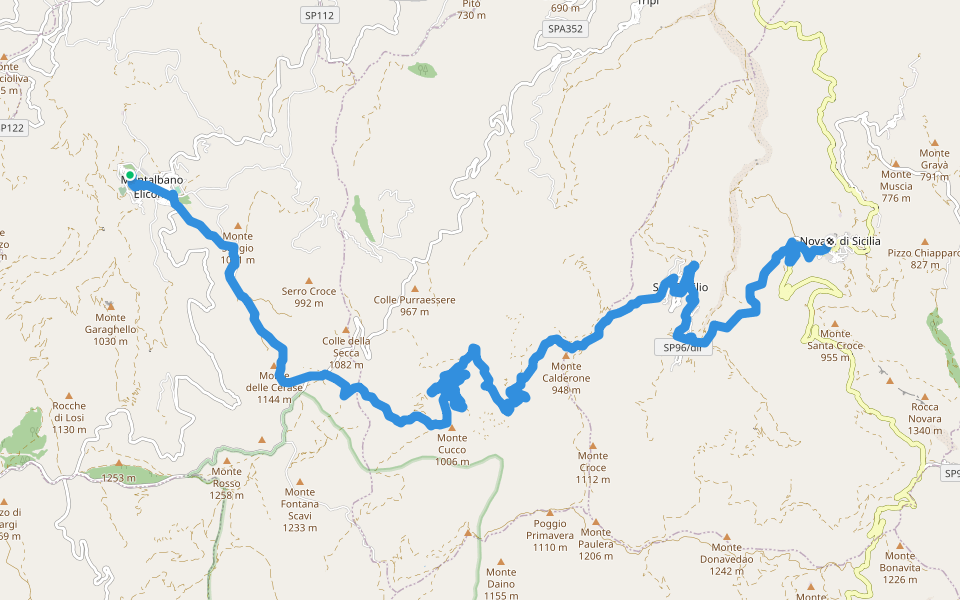 Via Francigena Palermo-Messina per le Montagne-Tappa 15 walking route map in Montalbano Elicona