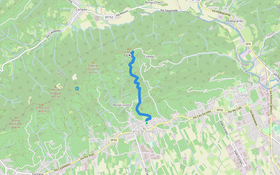 Sentiero delle Crepe walking route map in Farra di Soligo