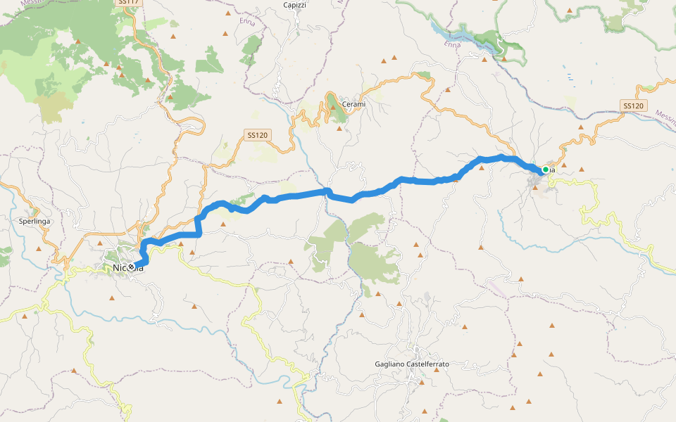 Via Francigena Palermo-Messina per le Montagne-Tappa 10 walking route map in Troina