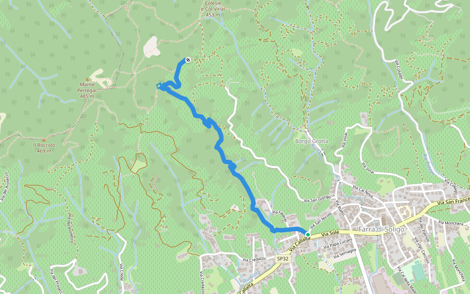Gor della Cuna walking route map in Farra di Soligo