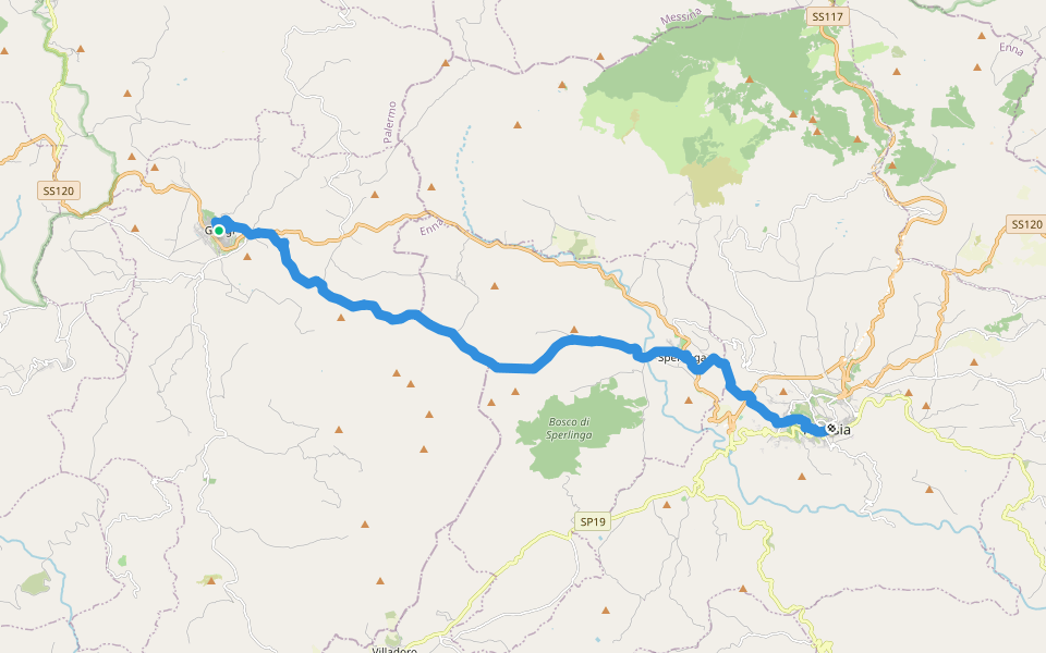 Via Francigena Palermo-Messina per le Montagne-Tappa 9 walking route map in Gangi