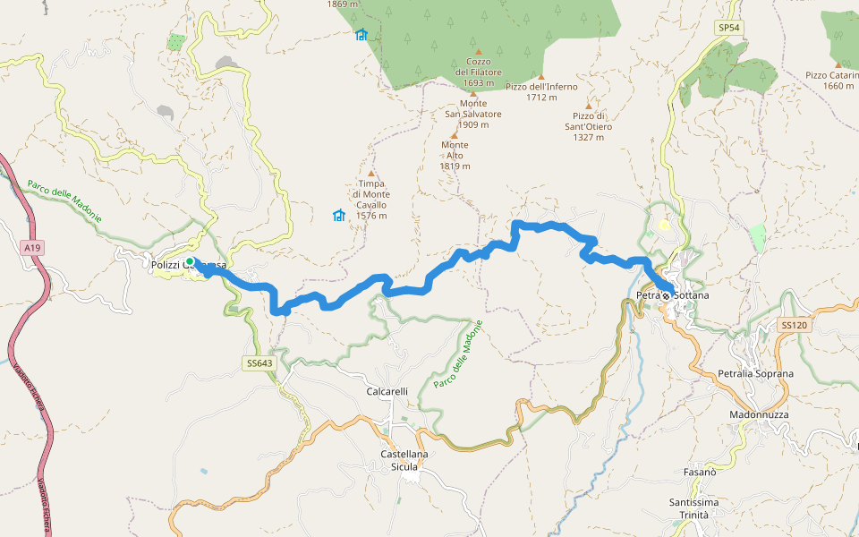 Via Francigena Palermo-Messina per le Montagne-Tappa 7 walking route map in Polizzi Generosa