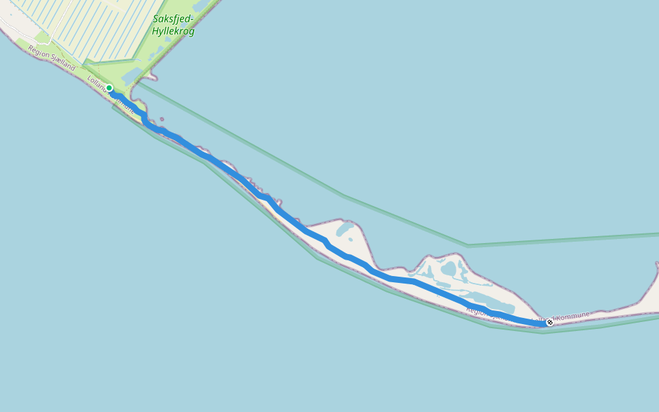 Saksfjed-Hyllekrog walking route map in Rødby