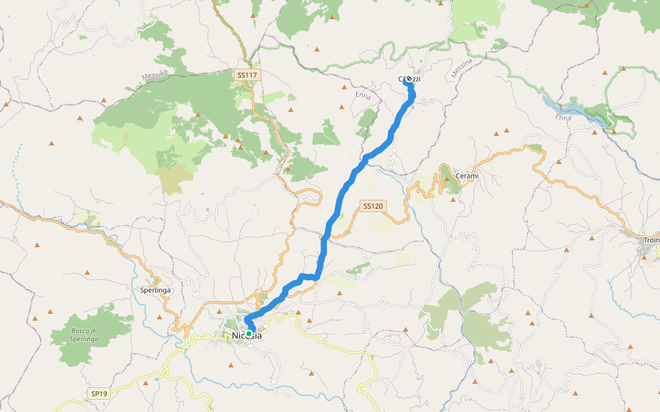 Via Francigena Palermo-Messina per le Montagne- Tappa 10.1 Variante Jacopea walking route map in Nicosia