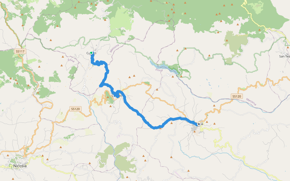 Via Francigena Palermo-Messina per le Montagne-Tappa 10.2 Variante Jacobea walking route map in Capizzi