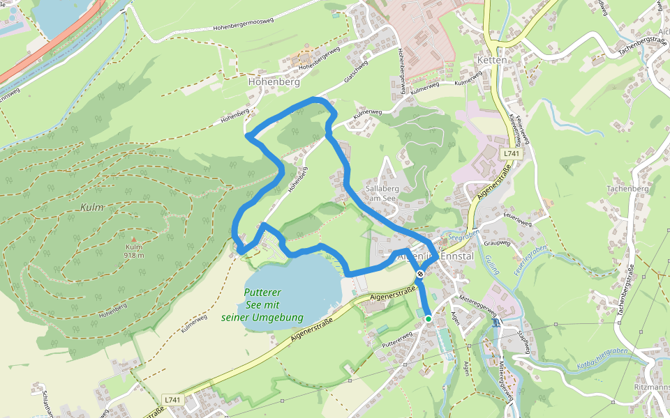 Seeweg walking route map in Aigen im Ennstal