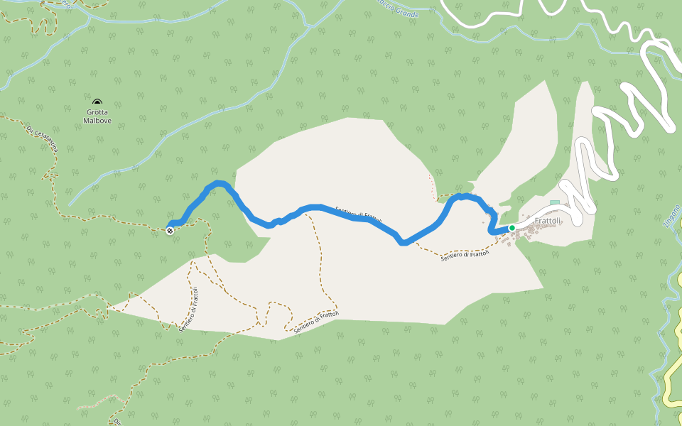 Da Frattoli al bivio con la 357 walking route map in Frattoli
