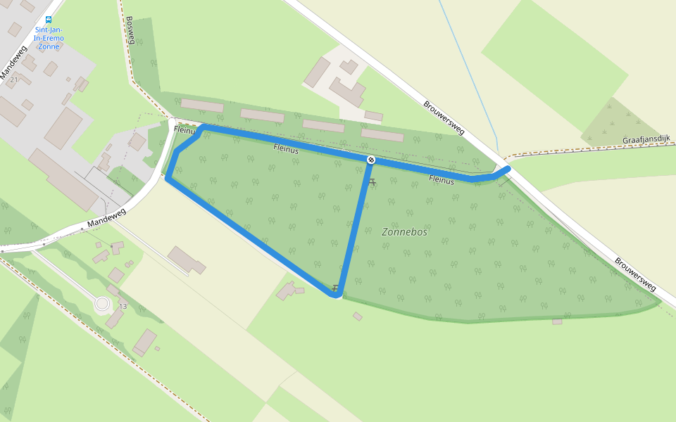 Beestige Bomenpad walking route map in Sint-Laureins