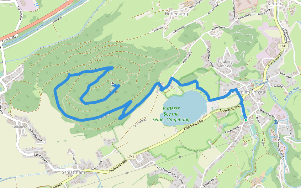 Kulmgipfel walking route map in Aigen im Ennstal